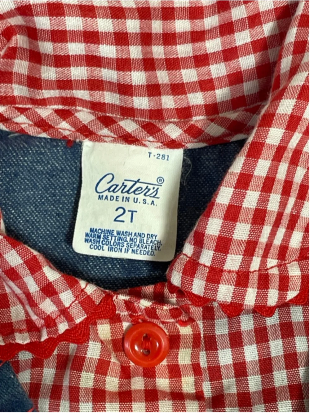 Vintage Carter’s Button Down western style gingham Shirt 2T
